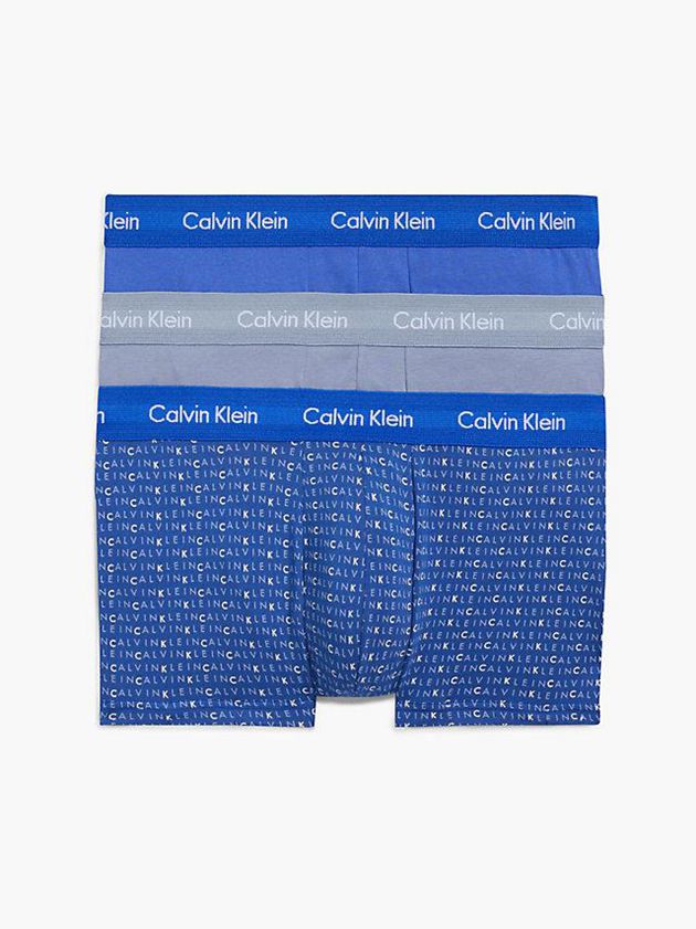 Calvin Klein USA 3 Pack Low Rise - Cotton Stretch Mens Trunks Blue 2051689-QM